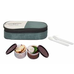 Carrolite 400ml 2-in-1 Green & Brown Plastic Lunchbox, Brown_P-25