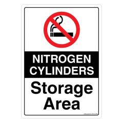 Safety Sign Store Nitrogen Cylinders Storage Area Sign Board, SS410-A4AL-01