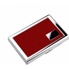 Stealodeal Red Leather Stainless Steel Card Holder