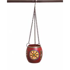 Vareesha Hand Painted Red Tea Light Hanging Lamp, VACL026
