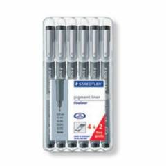 Staedtler 308 SB6 Black Pigment Liner Fineliner Pen Set