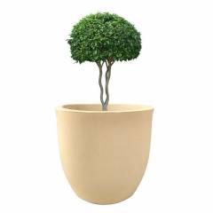 Fox B 15 Inch Round Beige German Polymer Planter, FOX-PCUP-14-B