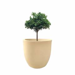 Fox B 12 Inch Round Beige German Polymer Planter, FOX-PCUP-12-B