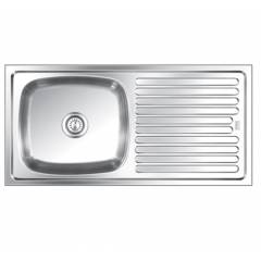 SteelKraft SSDB-111 Single Bowl Stainless Steel Sink with Drain Board, Size: 20x16 inch