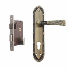 Plaza Lisbon Antique Finish Handle with 200mm Pin Cylinder Mortice Lock & 3 Keys