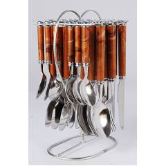 Elegante 24 Pieces Viva Dark Brown Stainless Steel & Plastic Cutlery Set, SL-107A