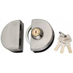 Spider Semi Circle Glass Door Lock with 3 Brass Wave Keys, GDL01
