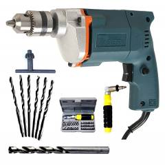 Tiger TGP10 10mm Electric Drill Machine with 6 HSS Bits, 1 Masonry Bit & 41 Pieces Screwdriver Set