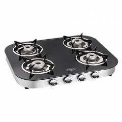 Padmini 4 Burner Crystal Black Gas Stove, CS-4GT RU