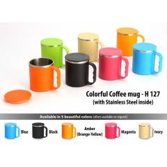 Generic Light Green Coffee Mug with Stainless Steel Inside and Cover, H127