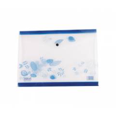 Saya Blue Clear Bag Floral, Dimensions: 340 x 15 x 350 mm, Weight: 30 g (Pack of 12)