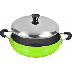 Sheffield Classic Green Steel Kadhai with Lid, SH-4023-13-GR