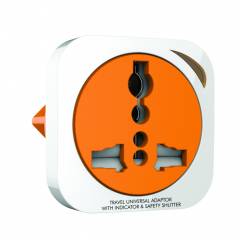 GM 3009 2 Pin Square Travel Universal Adaptor with Indicator & Safety Shutter