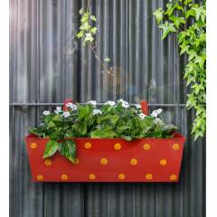 Green Girgit Polka Dot Red Rectangular Planter, GG_PDRR