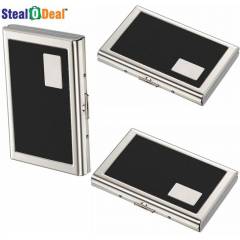 Stealodeal Premium Black Metal Card Holder (Pack of 3)