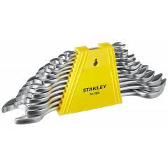 Stanley 12 Pieces CRV Steel Double Ended Open Jaw Spanner Set, 70-380E