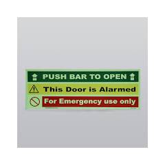 Mediateckboards PANIC-049 Push Bar to Open (Panic Bar Sign), Size: 8x24 in