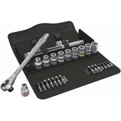 Wera 8100 SC 10 Zyklop 1/2Inch Full Metal Imperial Ratchet Set with Push Through Square Function, 5004080001