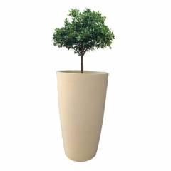 Fox B 24 Inch Round Beige German Polymer Planter, FOX VNR 2414-B