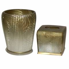 Plumeria Loiza Green Wastebasket with Boutique Tissue Set