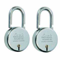 Link 65mm 7 Lever Double Locking Steel Padlock with 3 Keys, Round 65 (Pack of 2)