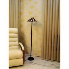 Tucasa Black Metal Floor Lamp with Zebra Pyramid Shade, LG-913
