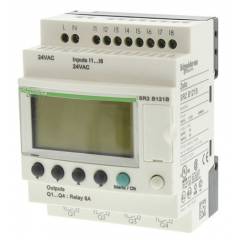 Schneider 12 I/O 24 VAC Zelio Logic 2 Smart Relay With Clock And Display, SR2B121B