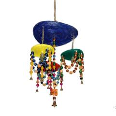 Aadhya Creations Tri Plate Paper Chandelier (Wooden Beads), AC13PC004