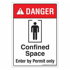 Safety Sign Store Danger: Confined Space, Enter By Permit only Sign Board, ST523-A7PC-01, (Pack of 10)
