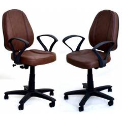 Mezonite Medium Back Leatherette Brown Office Chair (Pack of 2)