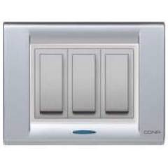 Cona Metallic Silver 4 Module Glow Back Plate, MM1104 (Pack of 10)