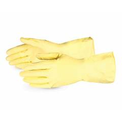 Sunlong Economy Flock Lined Latex Chemical Resistant Yellow Safety Gloves, Size: L