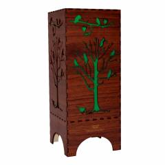 Dizionzrio DTBLTRBR Green Handicrafts Wooden Look Hand Made Night Table Lamp