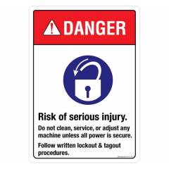 Safety Sign Store Danger: Risk of Serious Injury Sign Board, SS712-A4V-01