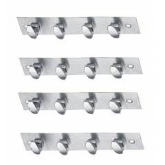 SmartShophar 8 Inch 4 Legs Stainless Steel Silver Trums Wall Hook (Pack of 4), 54620-SHKT-SL08-P4
