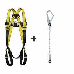 Allen Cooper Yellow Full Body Polypropylene Harness with Twisted Rope Lanyard, 1011030_FBH24_TRL206