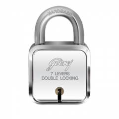 Godrej 7 Lever Square Padlock with 4 Keys, 8153