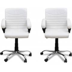 Mezonite White Medium Back Leatherette Office Chair (Pack of 2)