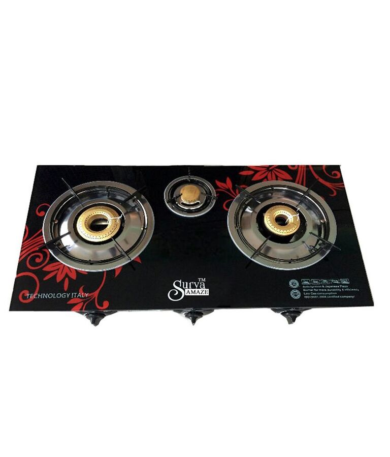 Buy Surya Amaze Corner 3 Burner Black Gas Stove Online At Best