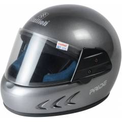 Stallion BLK Pride Plus Full Face Grey Motorbike Helmet, Size: M