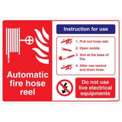 Safety Sign Store Automatic Fire Hose Reel Sign Board, FE547-A3AL-01