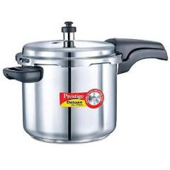 Prestige Deluxe Alpha Base 5.5 Litre Outer Lid Stainless Steel Pressure Cooker, 20605