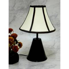 Tucasa Black Metal Table Lamp with Stripe Shade, LG-754