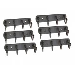 SmartShophar 8 Inch Black Steel Coated 4 Legs Robert Wall Hook (Pack of 6), 54618-SHKR-BL08-P6