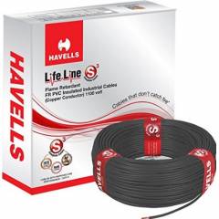 Havells 4 Sq mm Single Core Life Line Plus S3 Black HRFR PVC Flexible Cables WHFFDNKA14X0 Length 90 m