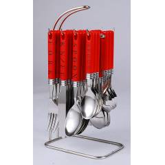 Elegante 24 Pieces Zodiac Red Stainless Steel & Plastic Cutlery Set, SL-104