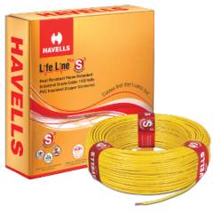 Havells 0.5 Sq mm Single Core Life Line Plus Yellow Flexible Cable, WHFFDNYA1X50, Length: 90 m