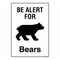 Safety Sign Store be Alert for bears Sign Board, PS207-A4PC-01