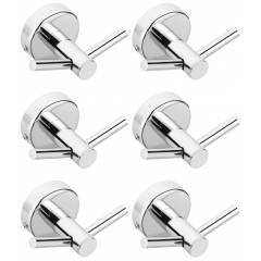 Abyss ABDY-1626 Chrome Finish Stainless Steel Robe Hook/Twin Hook (Pack of 6)