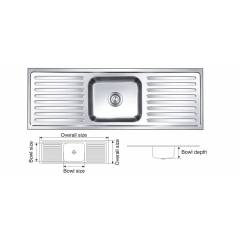 Nirali Elegant Glory Glossy Finish Kitchen Sink, Size: 1295x457mm